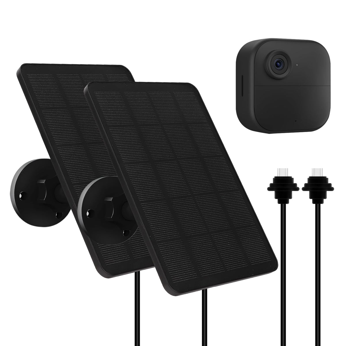 YCTechCam solar panel mounted on a wall powering Blink Outdoor 4th Gen camera