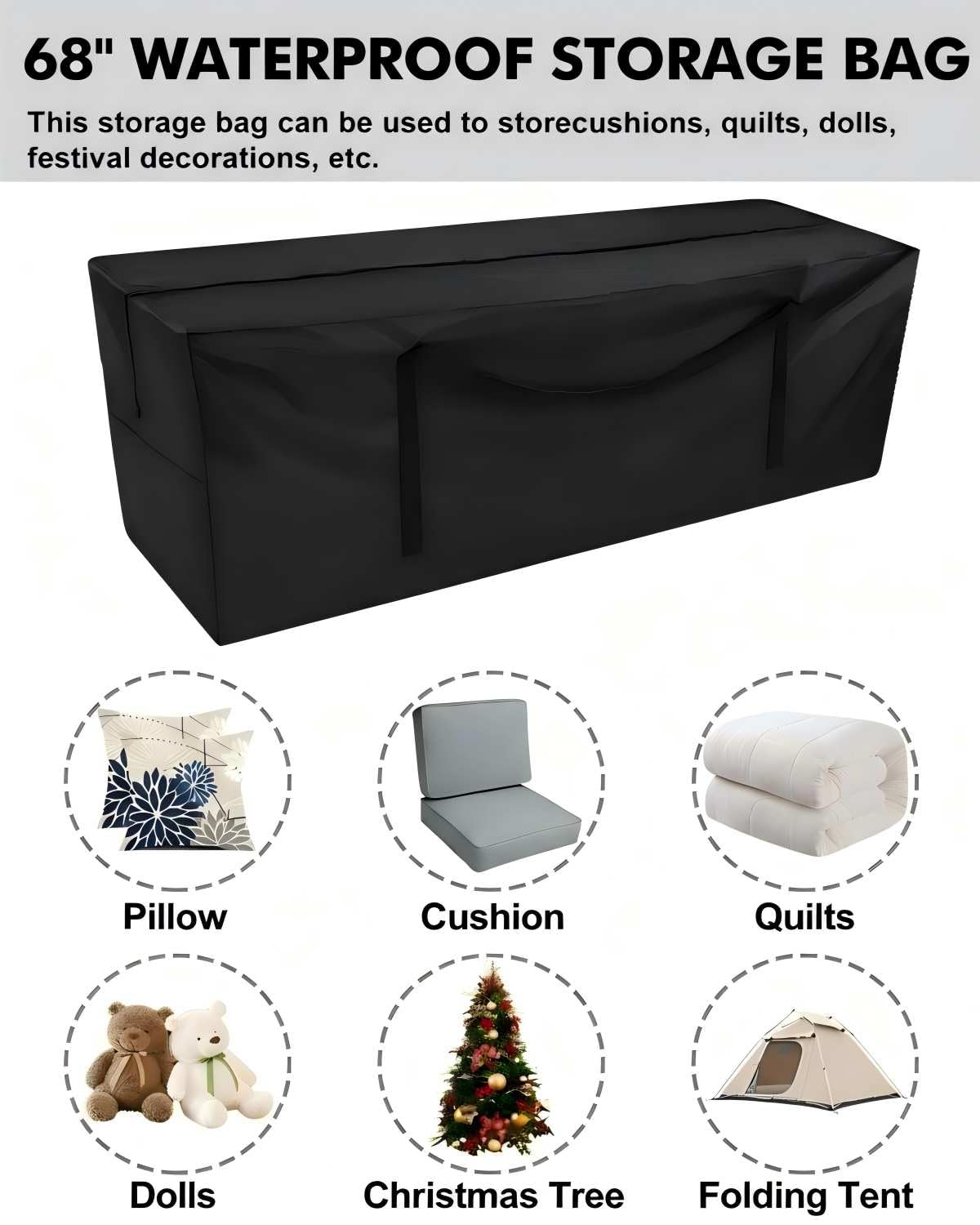 Yczzzj cushion storage bag features a heavy-duty zipper for secure closure