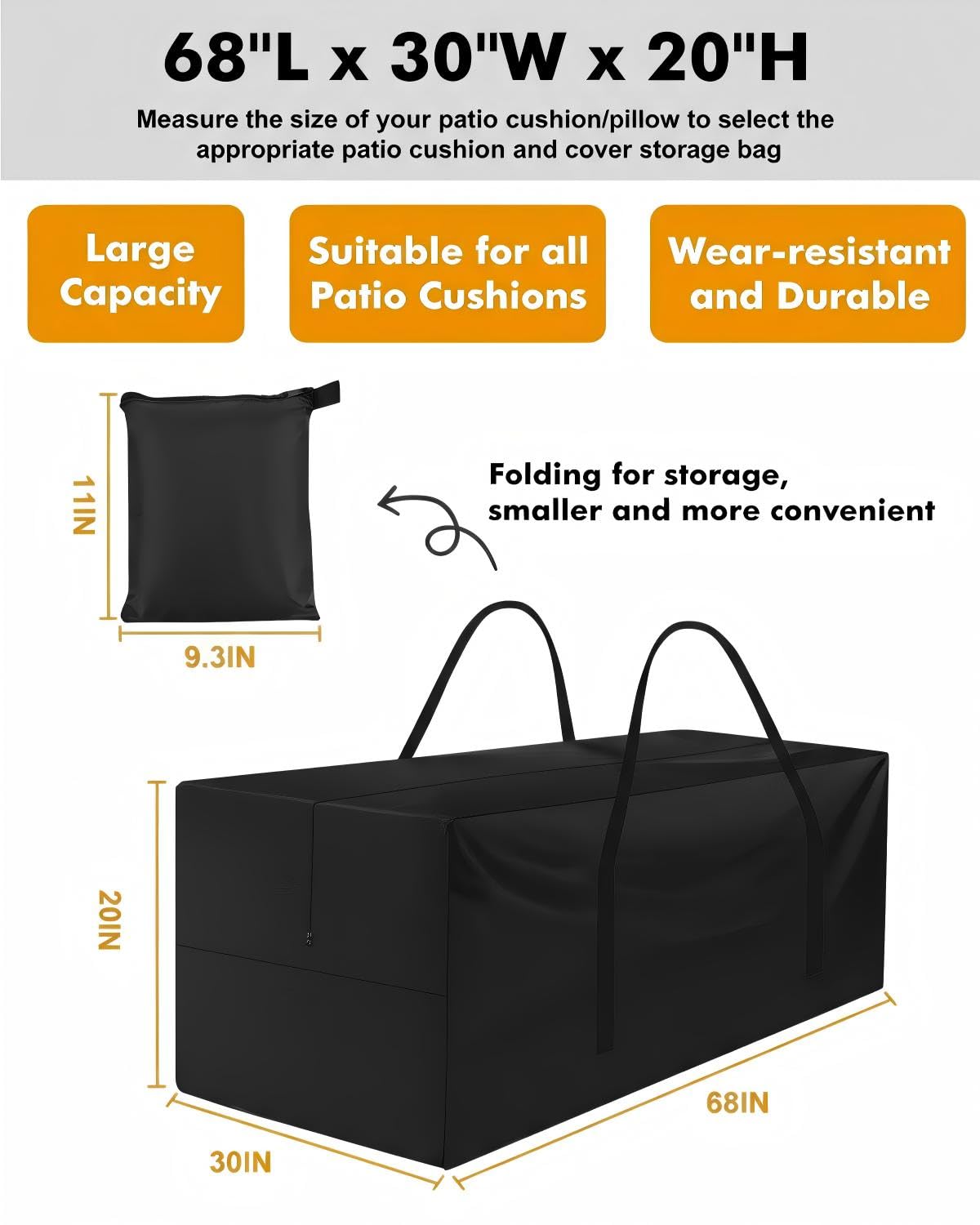 Yczzzj outdoor cushion storage bag with waterproof fabric guards against rain and dust
