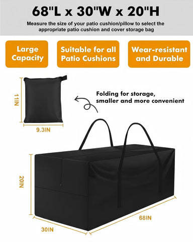 Yczzzj outdoor cushion storage bag with waterproof fabric guards against rain and dust