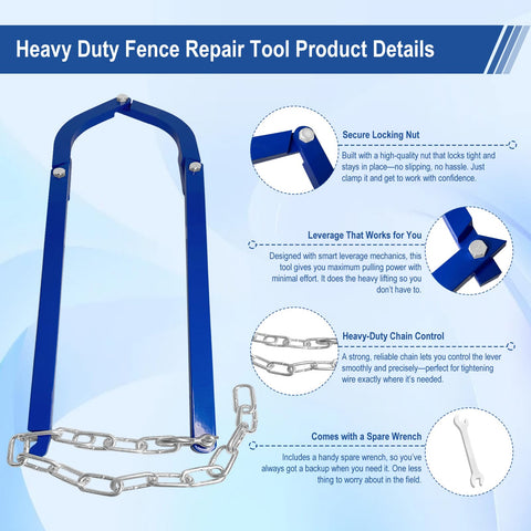 YDHFTYS fence stretcher applies leverage to restore tension