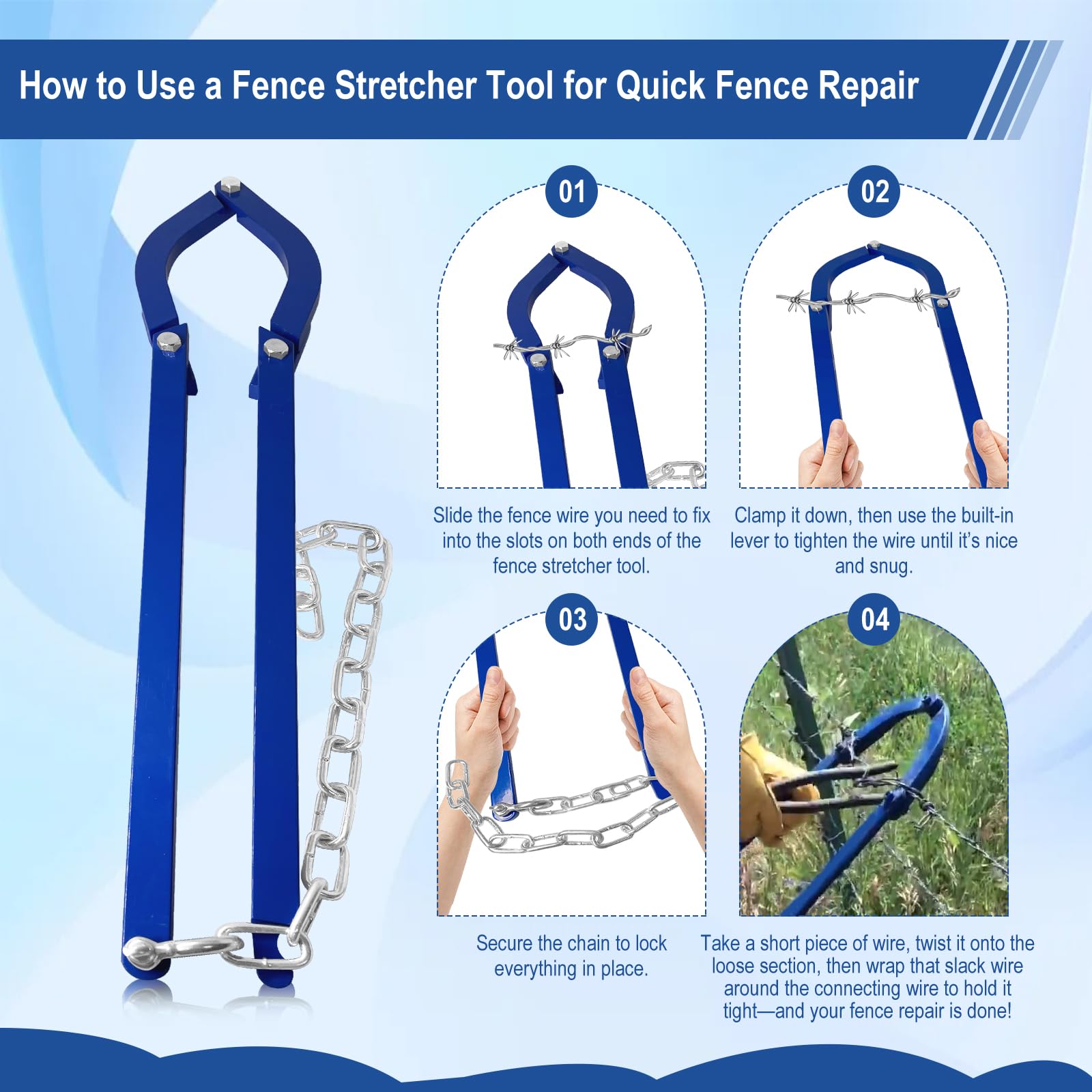 YDHFTYS fence stretcher weighs 3.6 lbs for steady handling