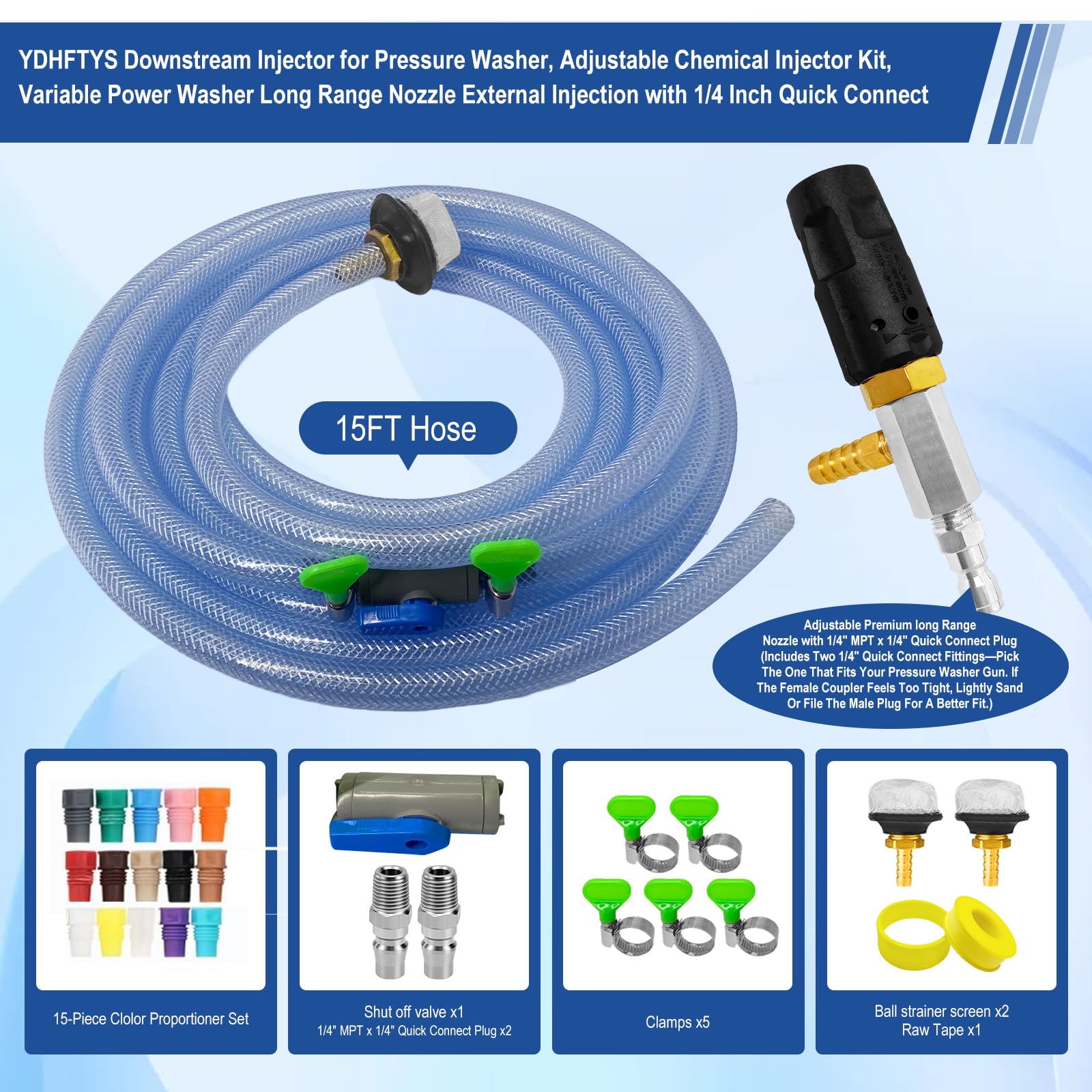 YDHFTYS spray pattern selector from 0° to 65° enables precise cleaning