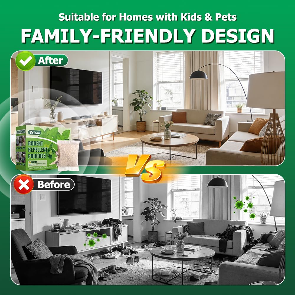 Ydizon family-friendly chemical-free rodent deterrent promotes a safe home