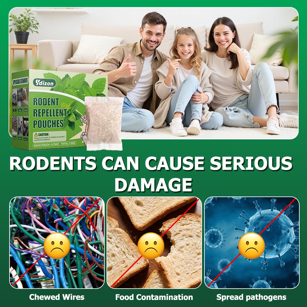 Ydizon peppermint aroma rodent deterrent highlights scent-based protection around entryways