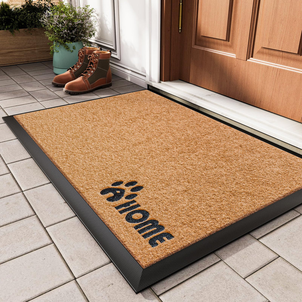 YDKGL Dirt Trapping Mat front view 17x30 brown traps dirt and moisture at entry doors.