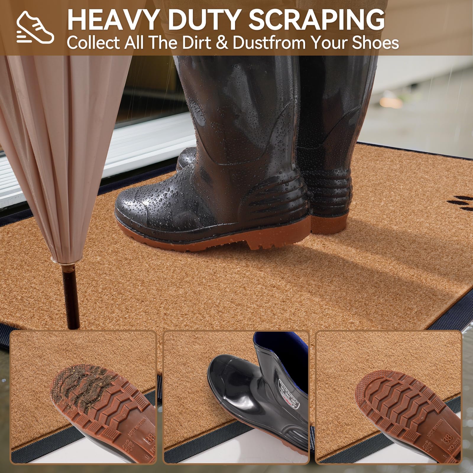 YDKGL Dirt Trapping Mat non slip back close up demonstrates safe footing on wet floors.