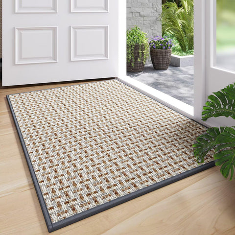 YDKGL 31x47 door mat front view in gray with low-profile entryway protection