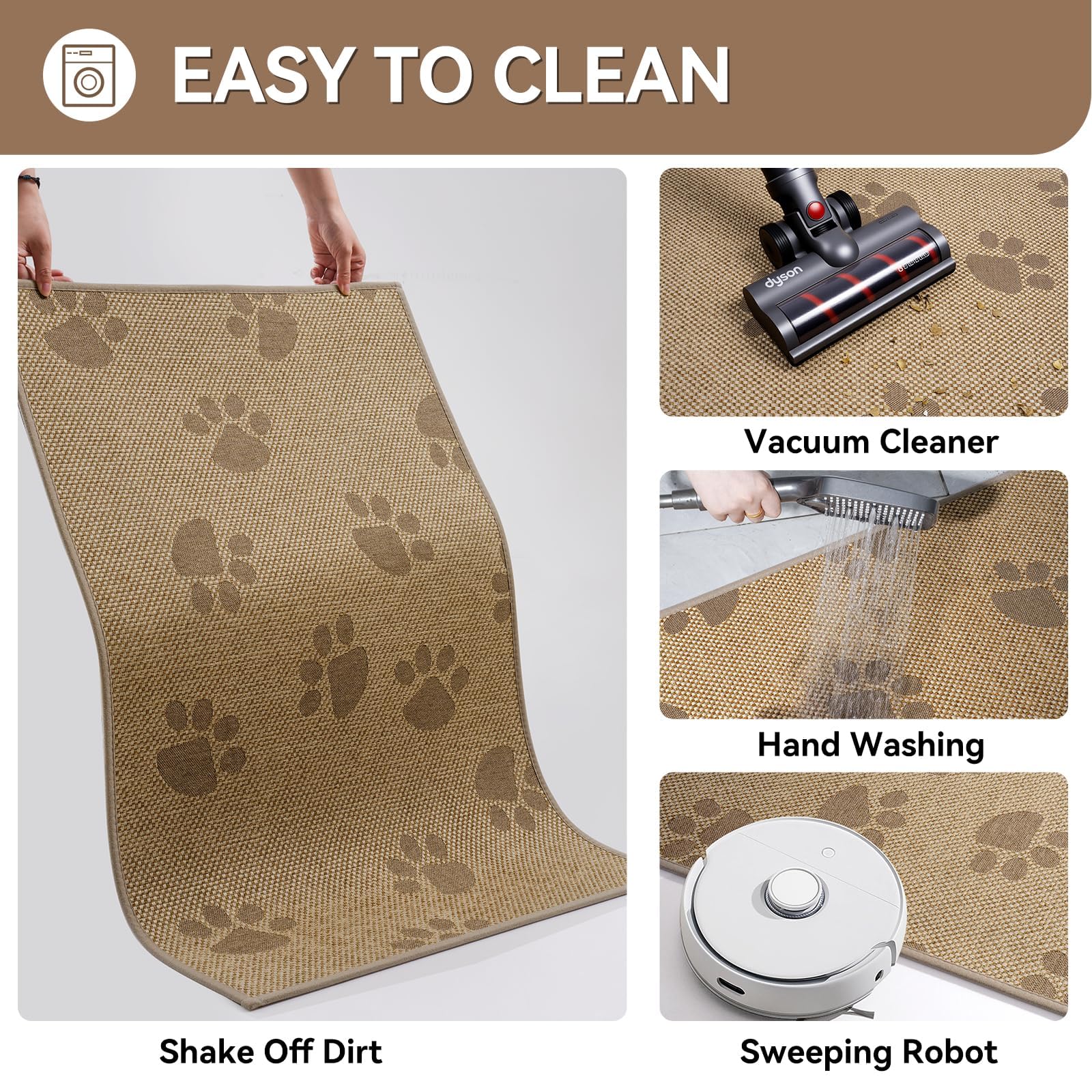 YDKGL mat being cleaned by quick rinse or vacuum for easy maintenance.
