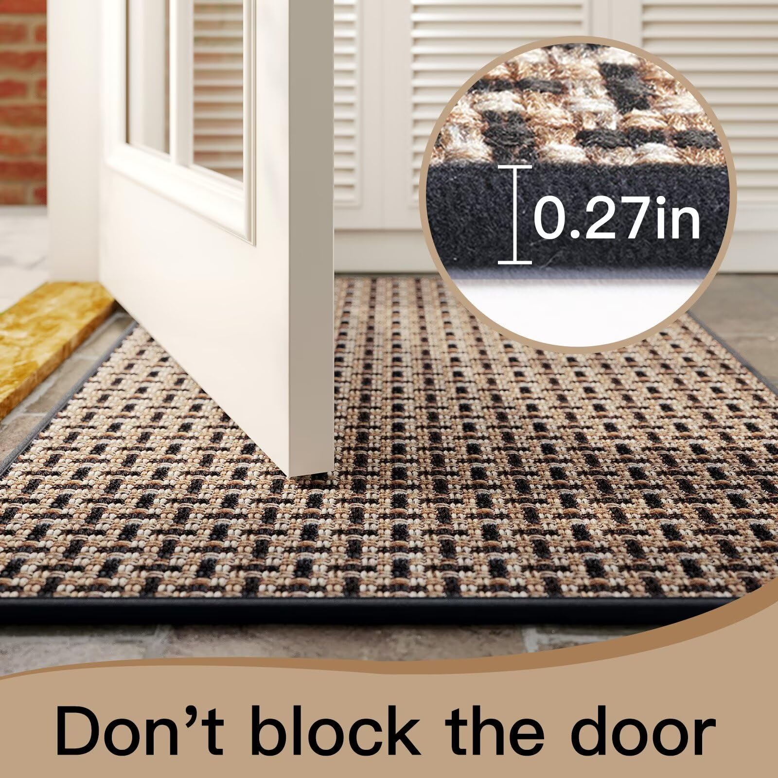 YDKGL door mat easy-clean options: rinse, vacuum, or machine wash.