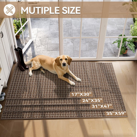 YDKGL door mat shows rubber backing for non-slip stability on any doorway.
