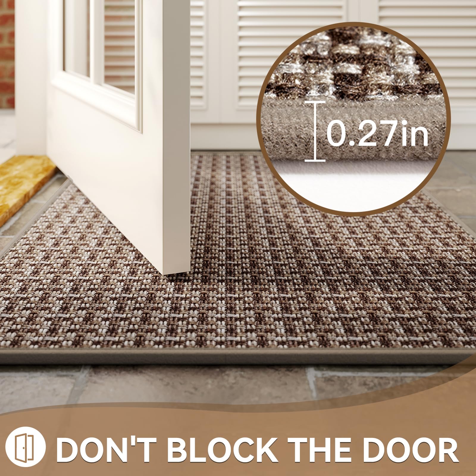 YDKGL door mat's dirt-trapping surface keeps floors drier during rainy days.