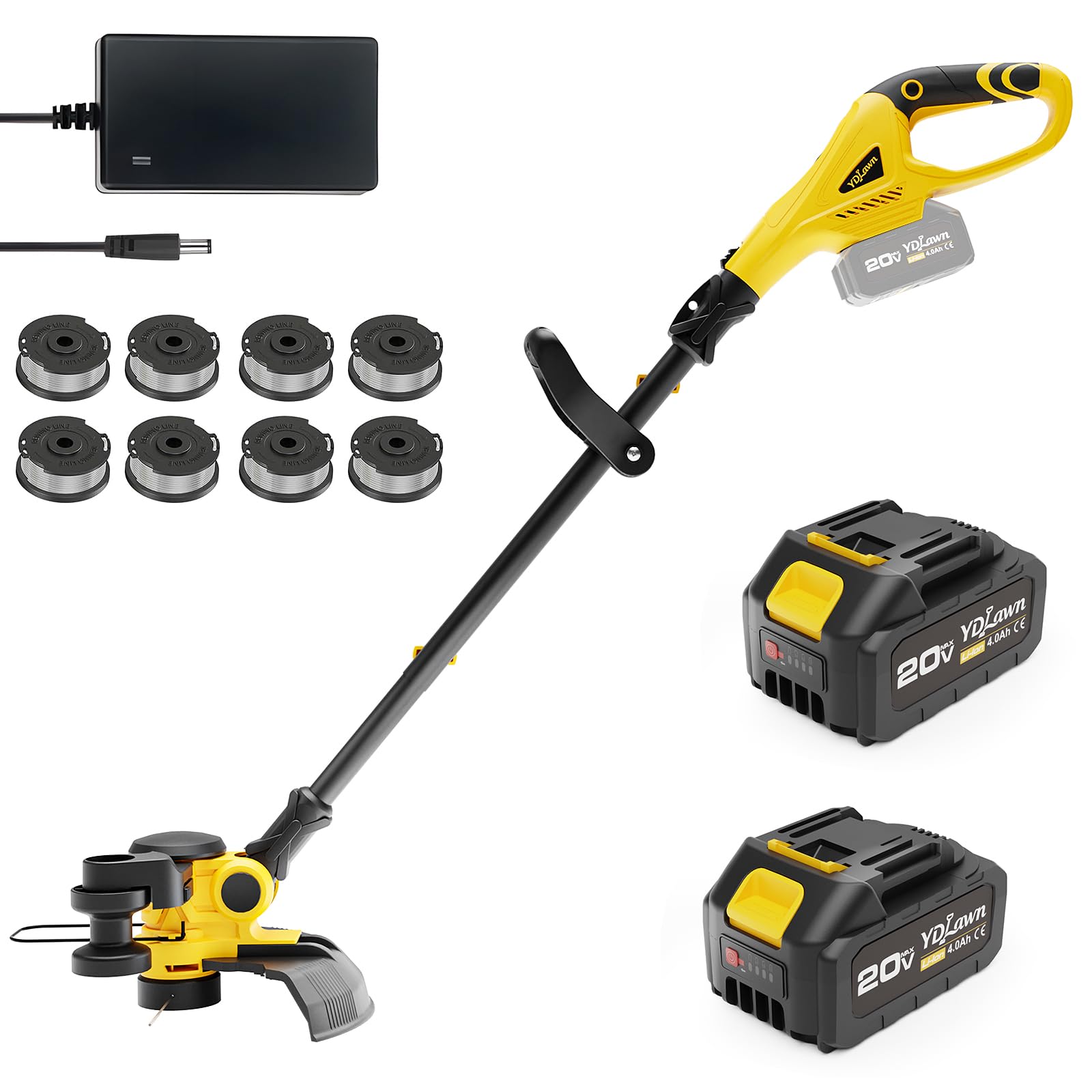 YDLawn 12-inch cordless trimmer cutting head enables precise, fast trimming in small to medium yards.