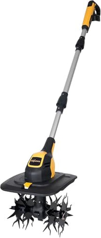 YDLawn 20V cordless tiller in action, efficiently loosening soil for raised beds and small gardens.