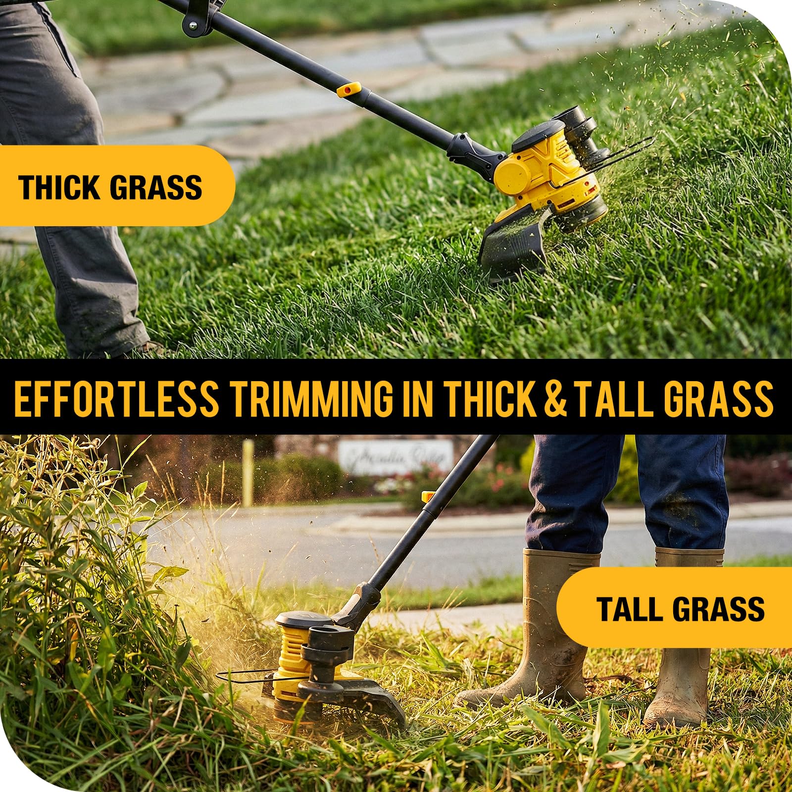 YDLawn 2-in-1 trimmer and edger handles edge work along driveways.