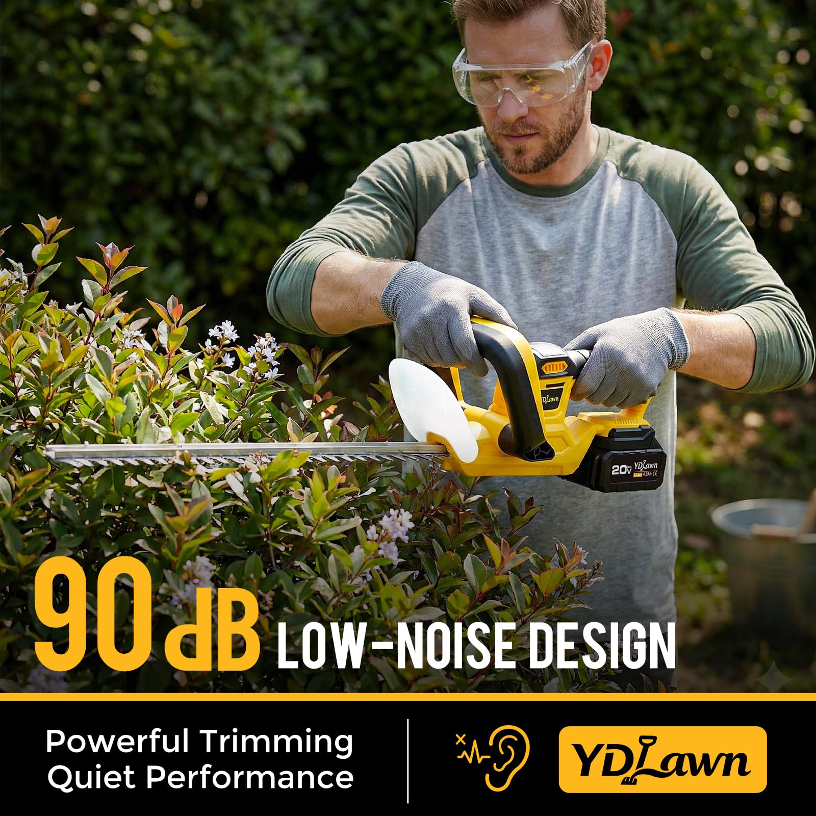 YDLawn quiet operation at 90dB minimizes noise disturbance