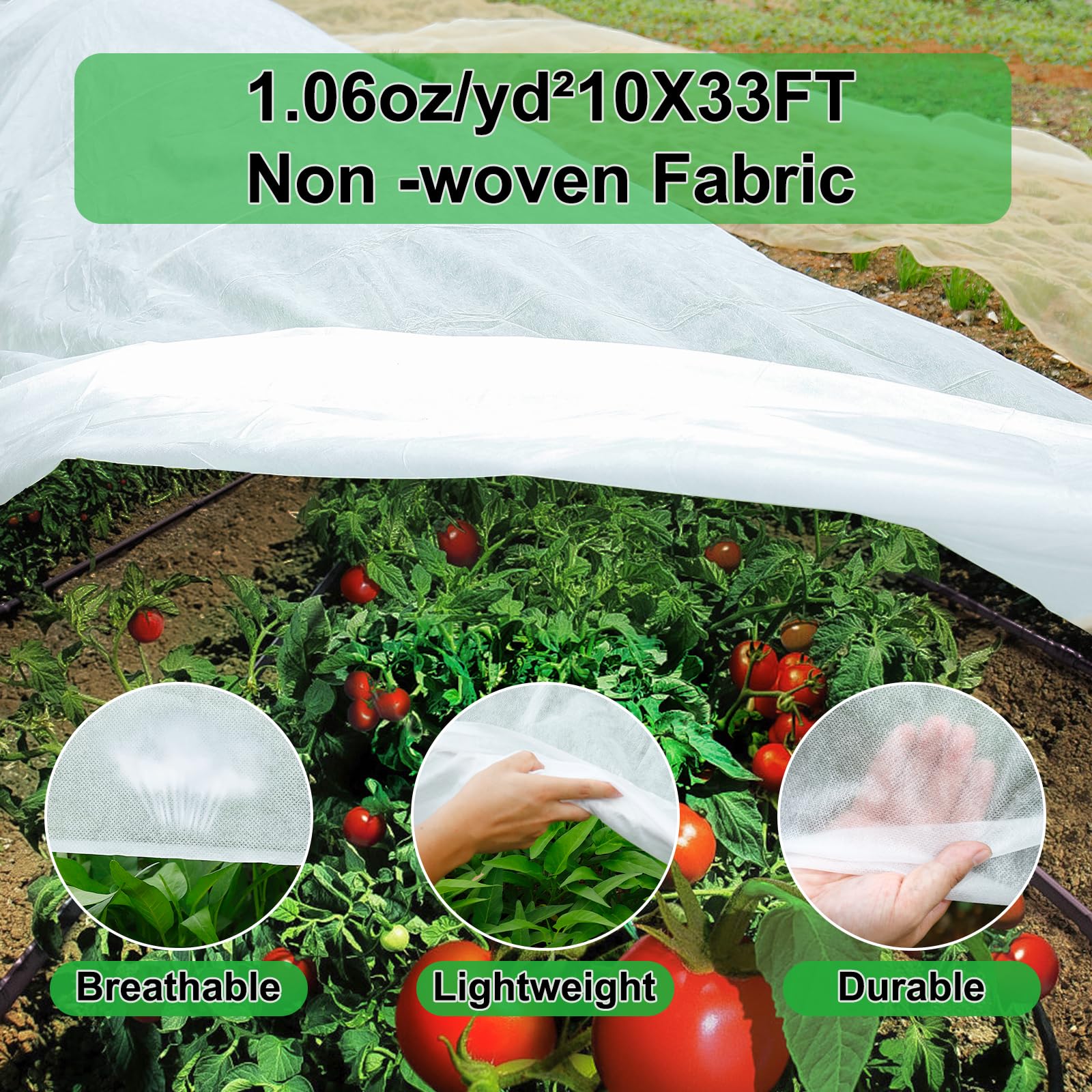 YDSL floating row cover on crops enables air and moisture flow while protecting from pests.