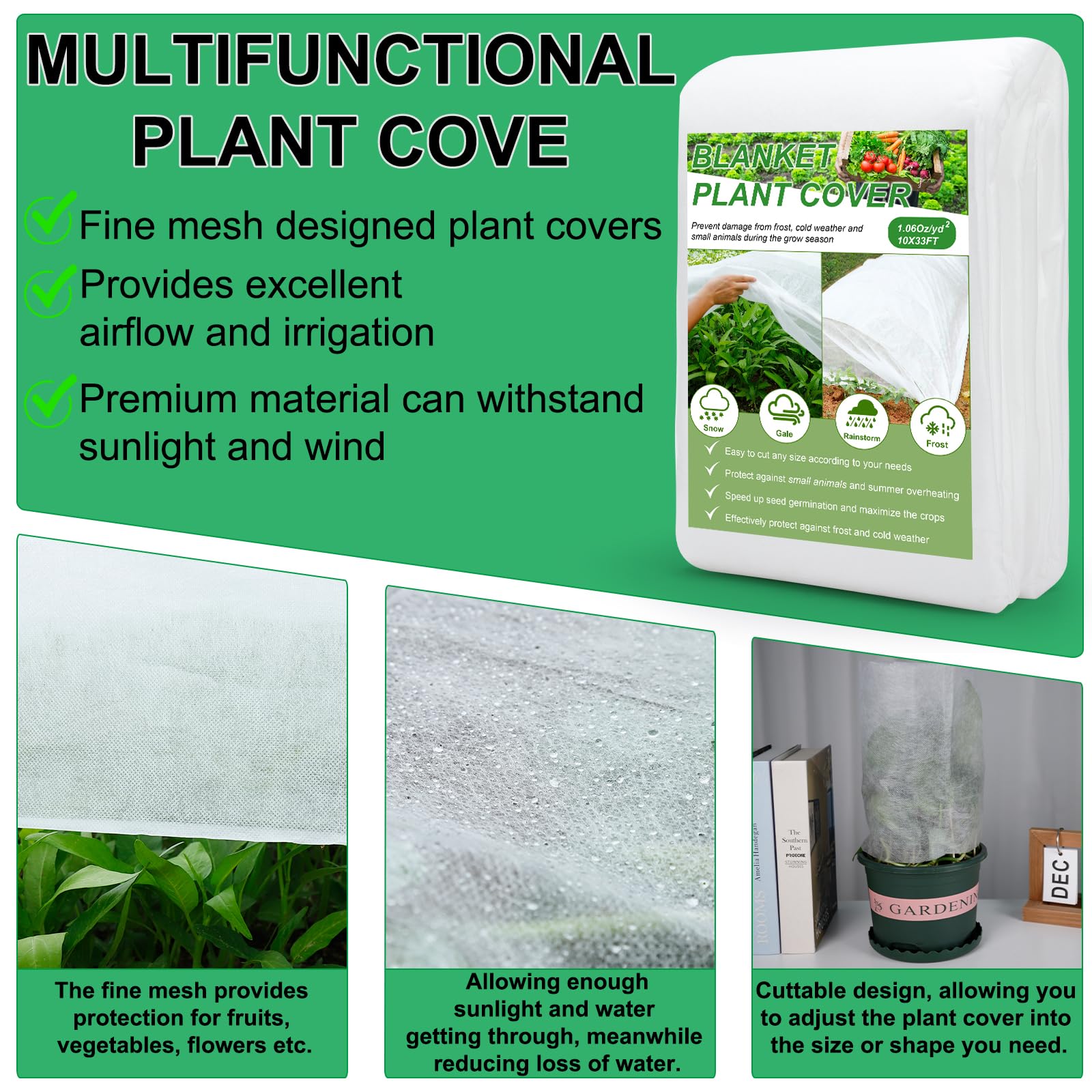 YDSL 10ft x 33ft frost protection netting guards plants against frost and cold snaps.