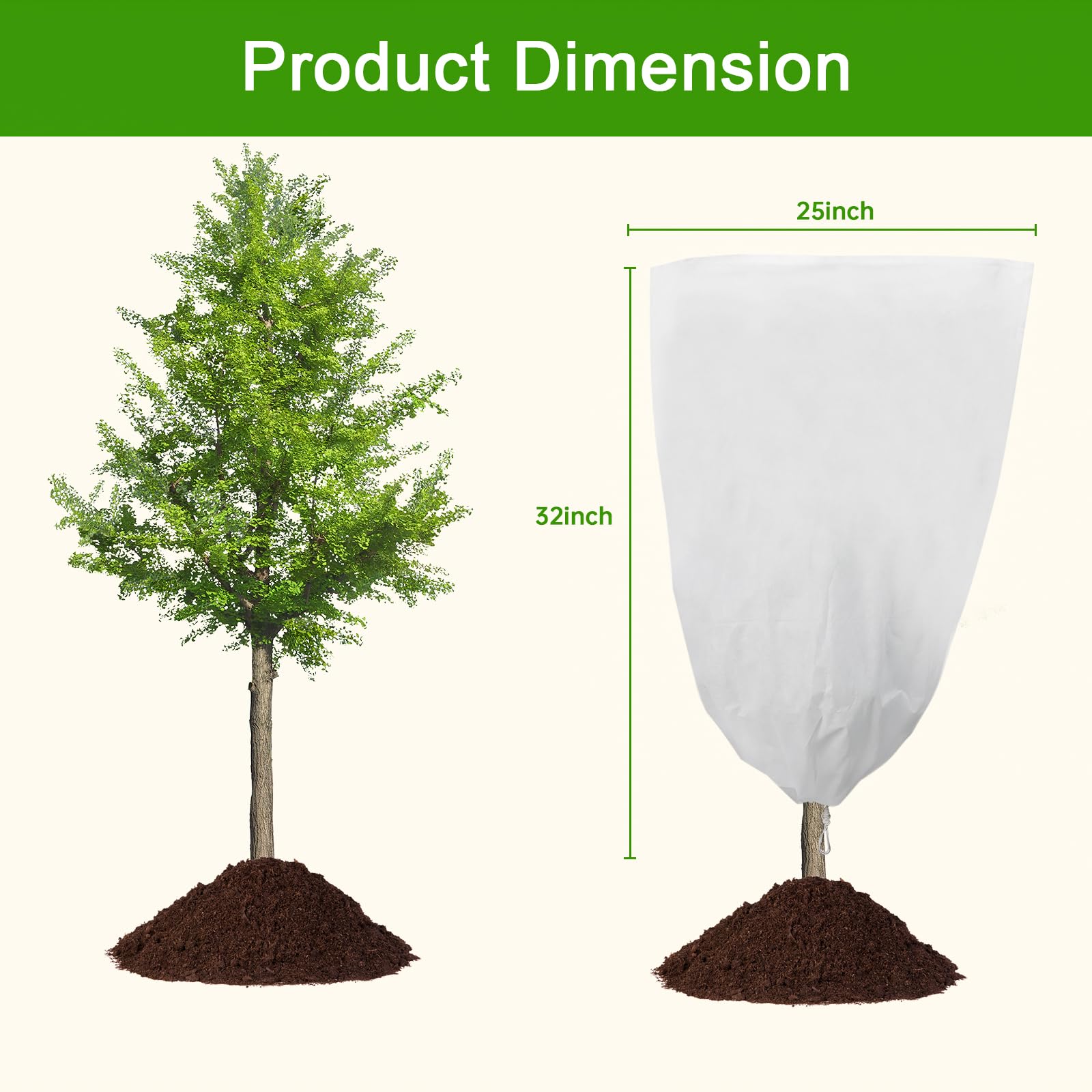 YDSL drawstring plant cover secures snugly around pots for frost defense