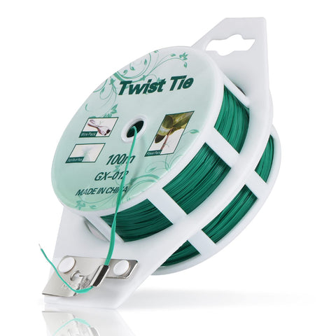 YDSL twist tie with cutter securing green vines to trellis for support