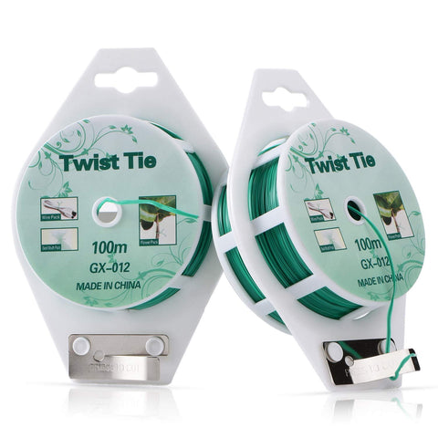 YDSL twist ties with cutter on green-coated reel for precise cuts