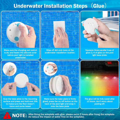YDXZBC submersible pool light demonstrates long-lasting battery performance underwater.