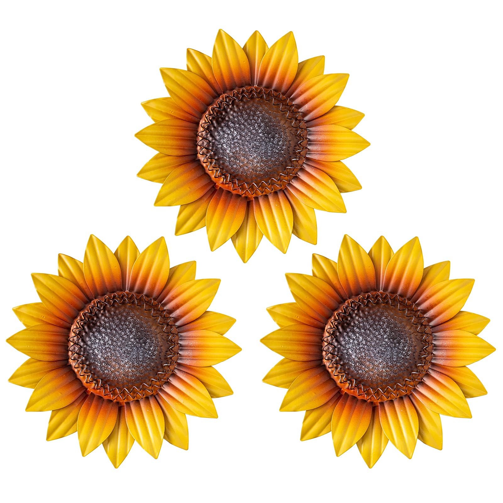 YEAHOME Sunflower Wall Art 3-pack ensemble with vivid yellow petals for indoor or outdoor decor.
