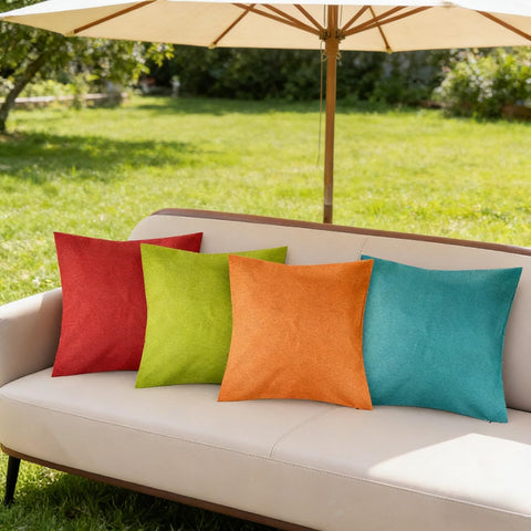 yeabwps 18x18 waterproof pillow cover for outdoor seating and indoor use.
