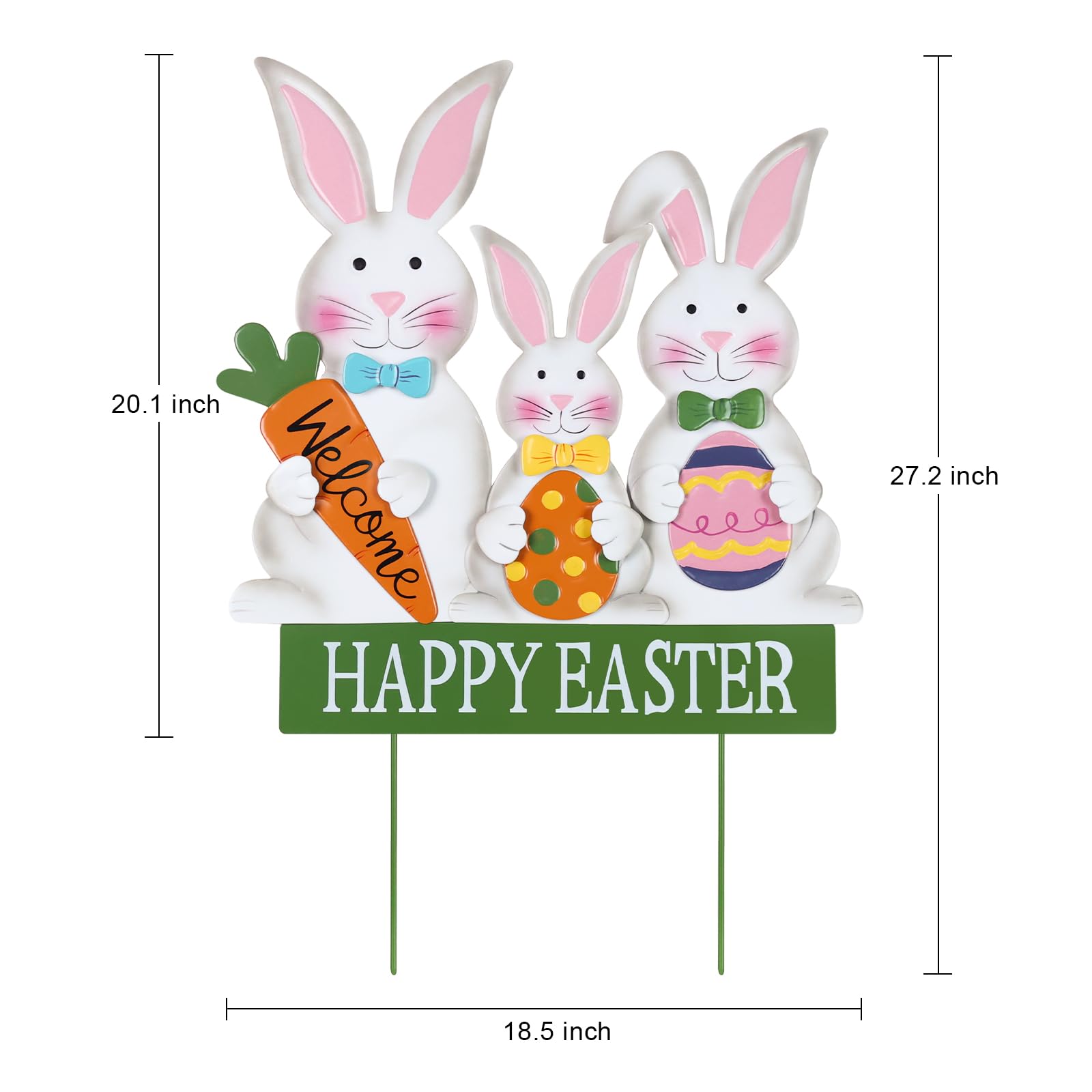YEAHOME grey metal bunnies withstand outdoor weather gracefully.