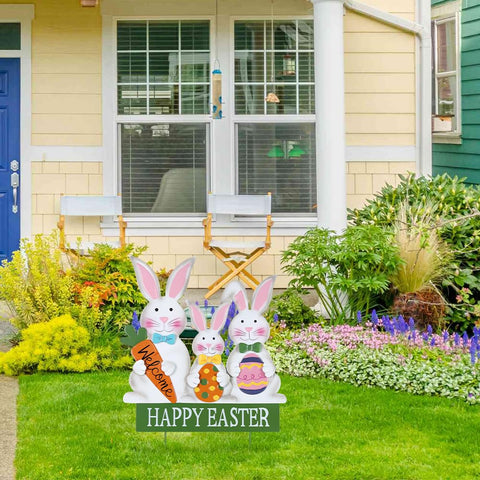 YEAHOME HAPPY EASTER base sign enhances garden entry.