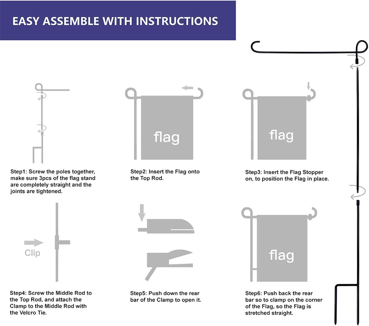 YEAHOME 12.5-inch flag fit ensures standard flags sit neatly.