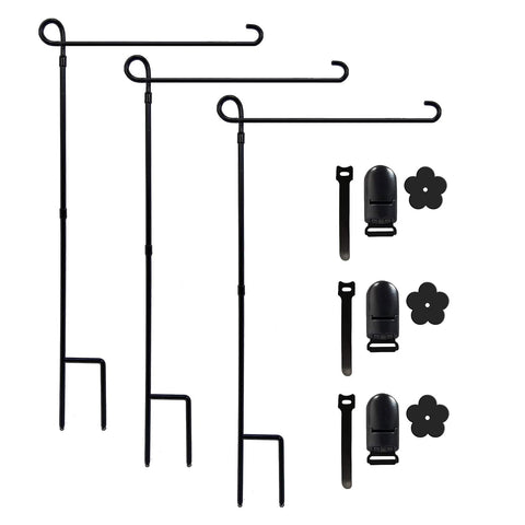 YEAHOME 3pc garden flag holder stand assembled for stable outdoor display