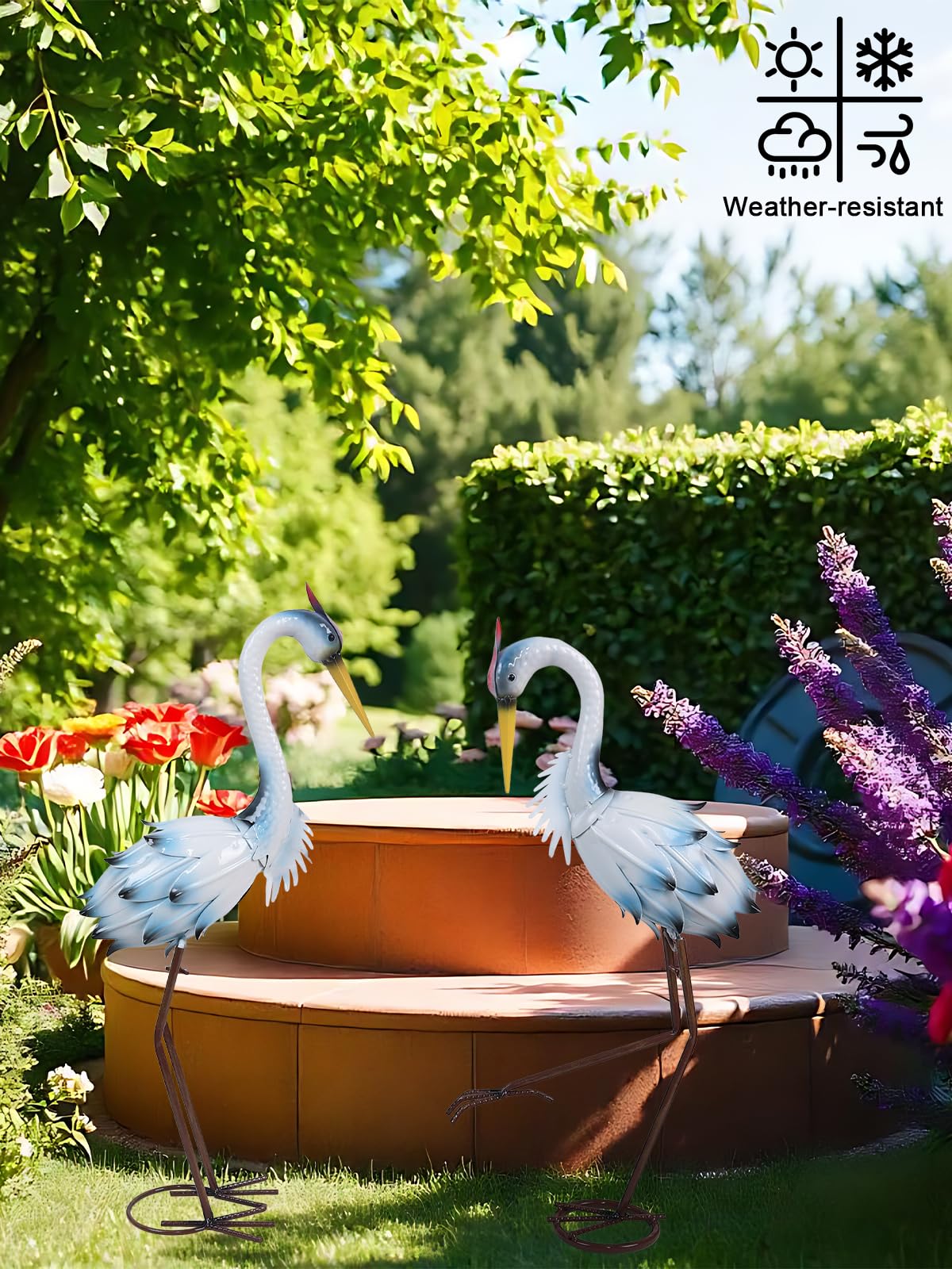 YEAHOME blue crane statue set of 2 creates balanced yard focal points.