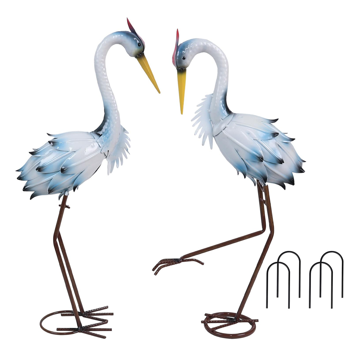 YEAHOME blue crane yard statue side view adds coastal charm to your garden.