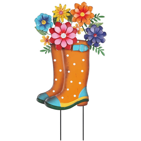 YEAHOME boot garden stake with flowers brightens pathways and borders for spring color