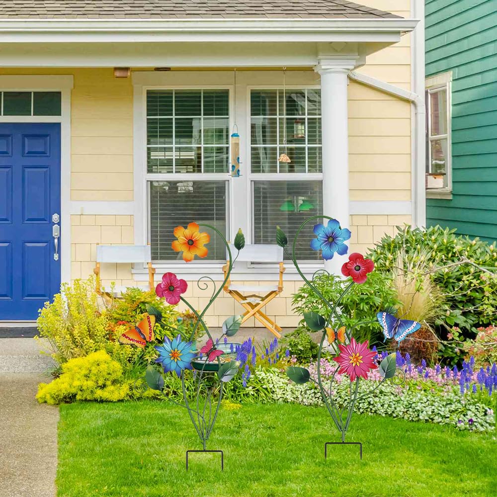 YEAHOME colorful flowers stake enhances beds or pathways with spring charm