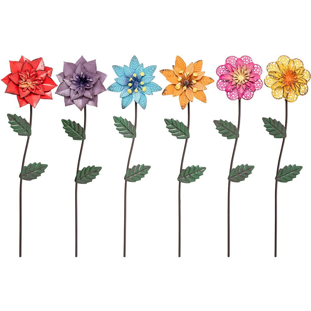 YEAHOME daisy metal flower stake in multicolor adds curb appeal to the garden