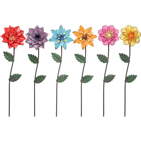YEAHOME daisy metal flower stake in multicolor adds curb appeal to the garden