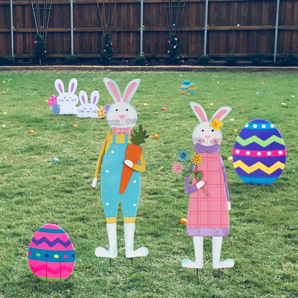 YEAHOME Easter bunny stake as a garden ornament for spring