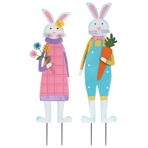YEAHOME Easter bunny stake with girl and bouquet brightens garden decor
