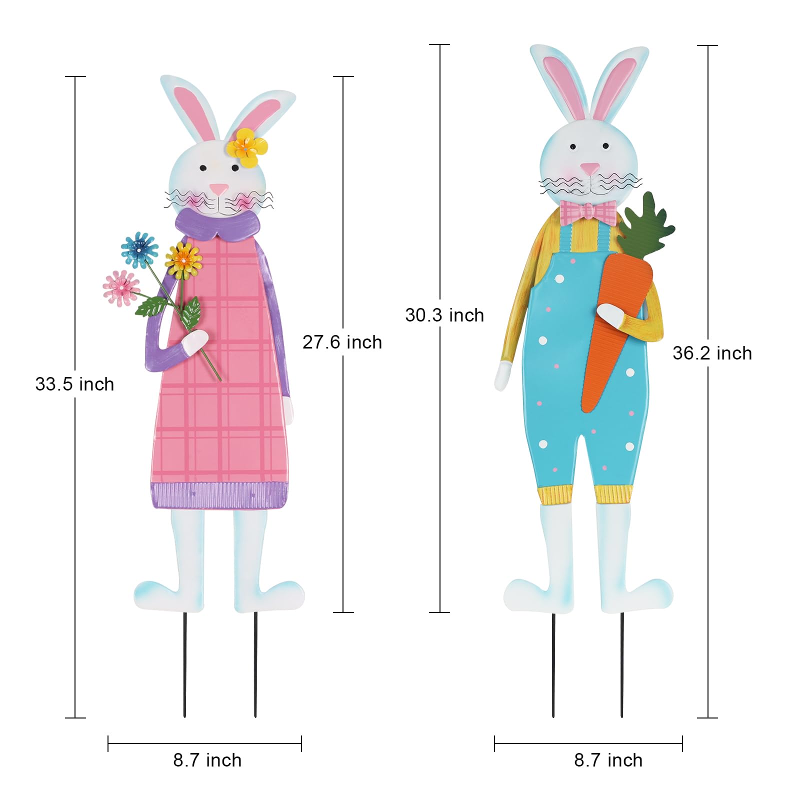 YEAHOME Easter bunny stake with vibrant multicolor paint for curb appeal