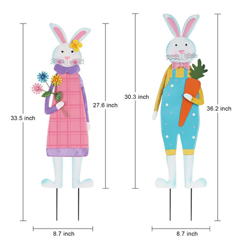 YEAHOME Easter bunny stake with vibrant multicolor paint for curb appeal