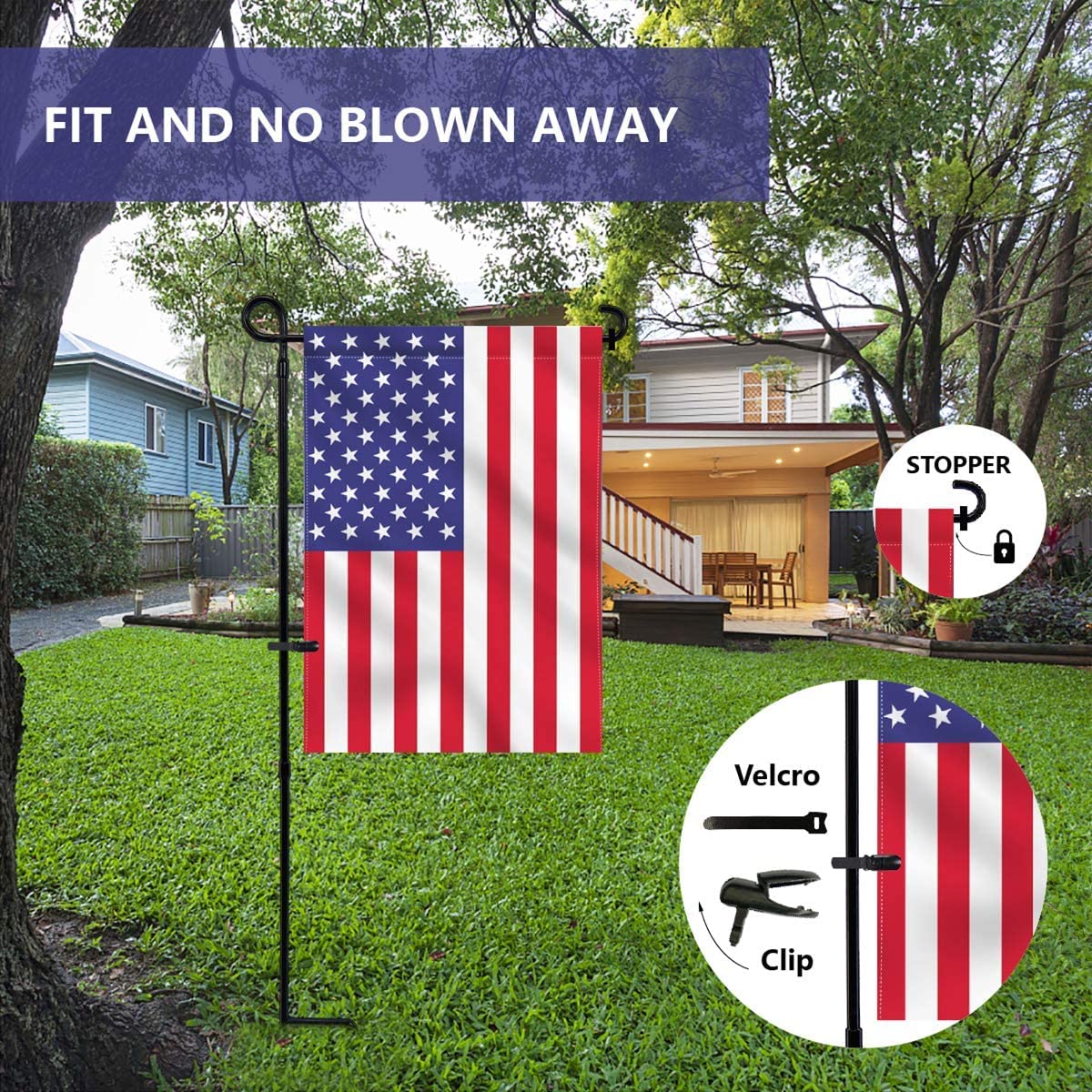 YEAHOME flag clip and rubber stopper secure flags against movement.