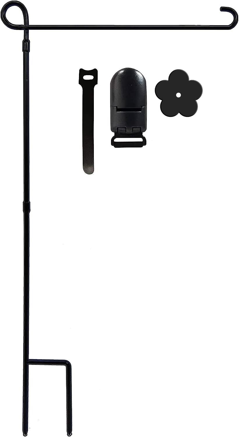 YEAHOME garden flag holder stand with sturdy metal build keeps outdoor flags secure.