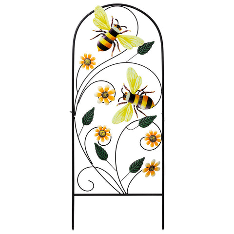 YEAHOME garden stake with flowers and bees adds spring color to outdoor space.