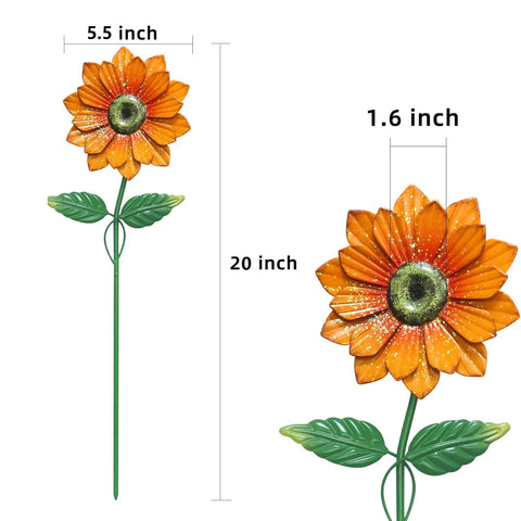 YEAHOME metal flower stake captures breeze for year-round yard color.