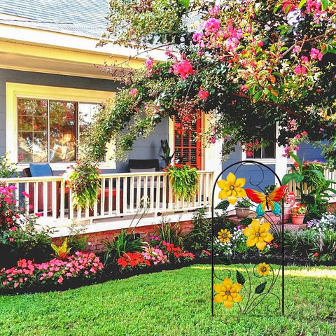 YEAHOME hand-painted garden stake features blooming flowers for vibrant landscapes.