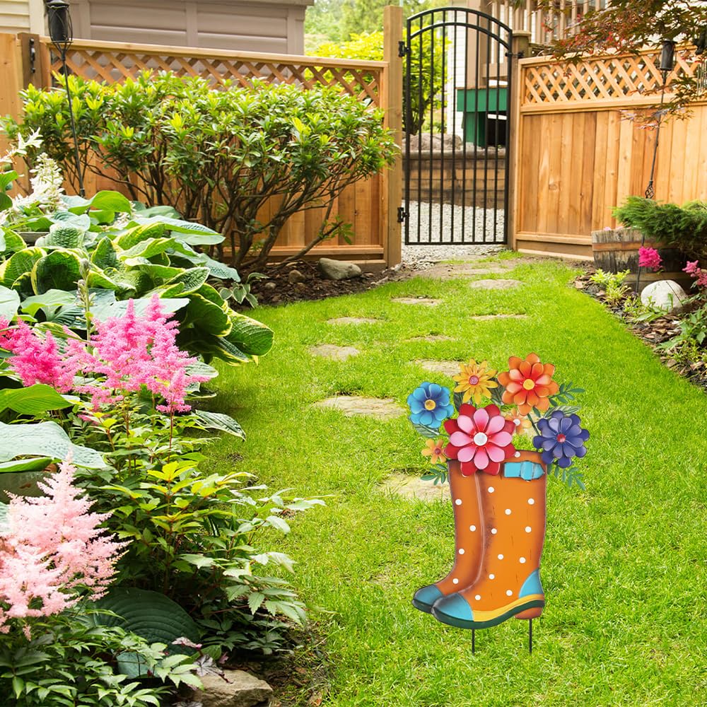 YEAHOME lawn pathway stake acts as a focal point among greenery