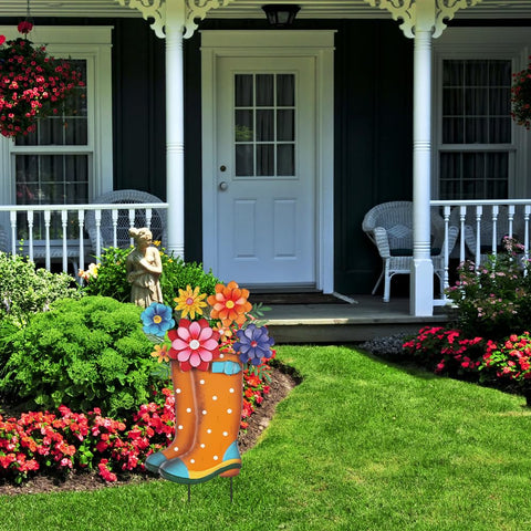 YEAHOME outdoor yard art featuring a flowered boot for lawns and patios