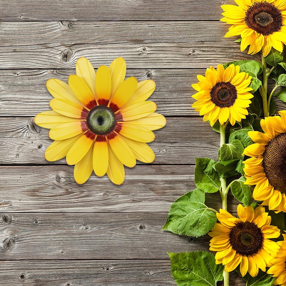 YEAHOME 3D metal sunflower decor adds dimensional charm